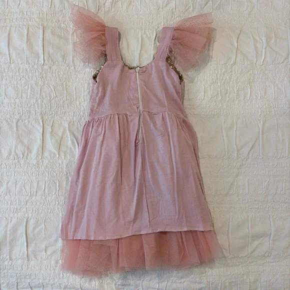 Girls Sequin Tulle formal dress, Pink & Gold. Wedding, Flower Girl, Pageant 3T - Picture 4 of 6